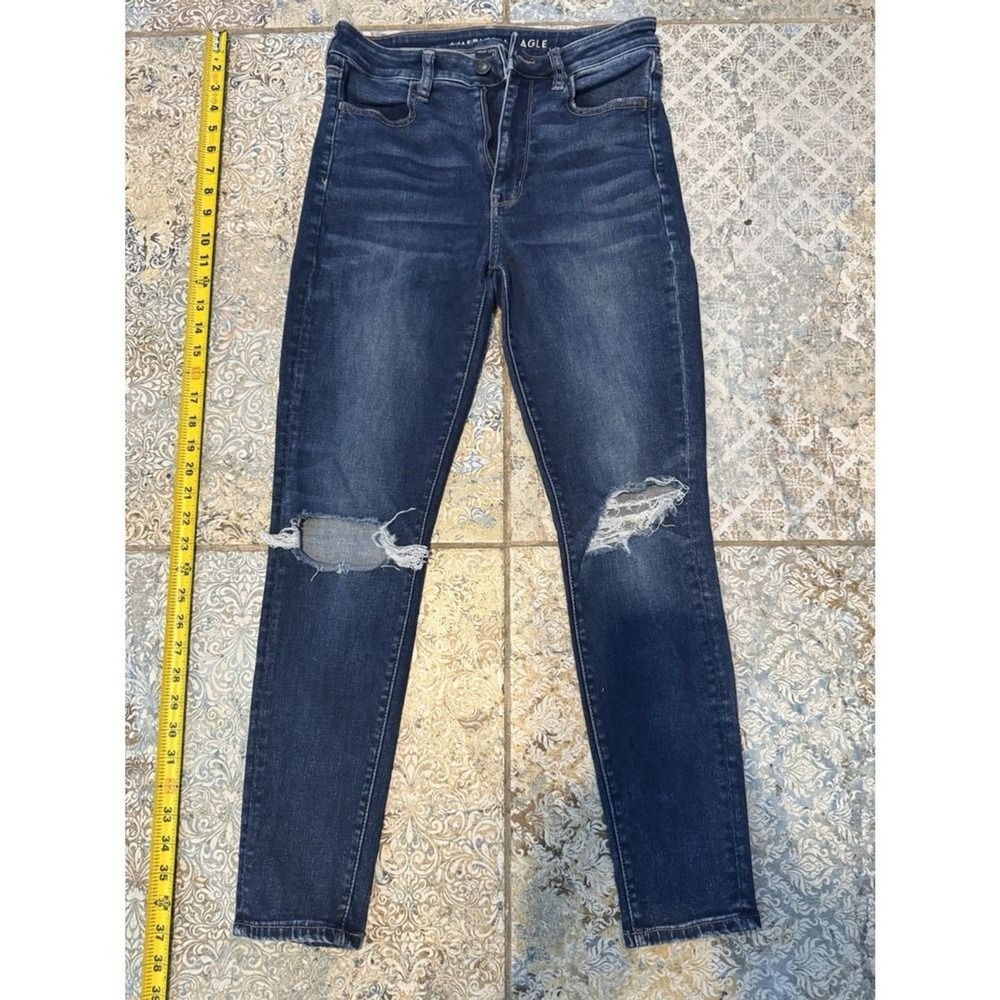 American Eagle Super High Rise Jegging Jeans Women's 6 Short W28 Distressed